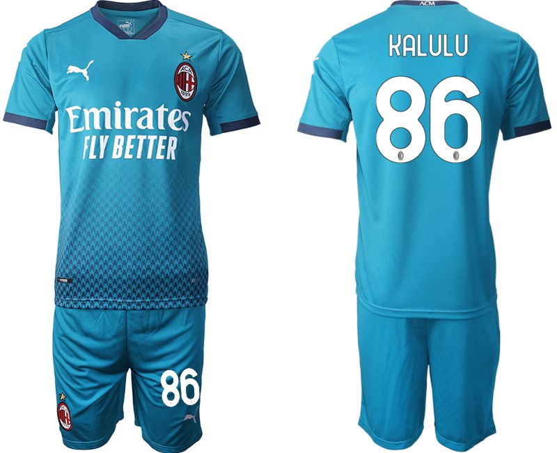 Men 2020-2021 club AC milan away #86 blue Soccer Jerseys